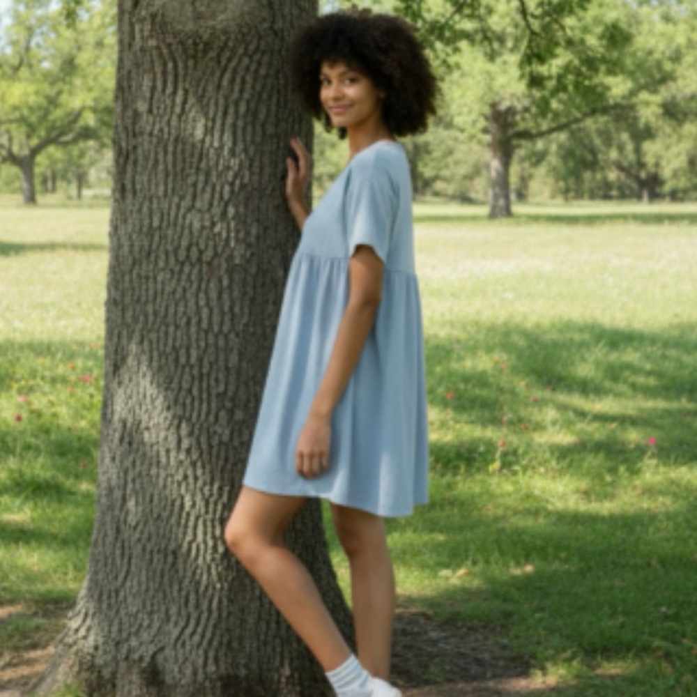 Wild Fable Blue Babydoll Seat Shirt Dress - Picture 4 of 7
